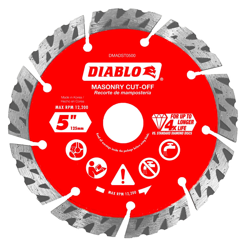 DIABLO Diablo DMADST0500 Series Saw Blade, Turbo Cut-Off Disc Blade, 5 in Dia, Segmented Rim, 1/PK TOOLS DIABLO