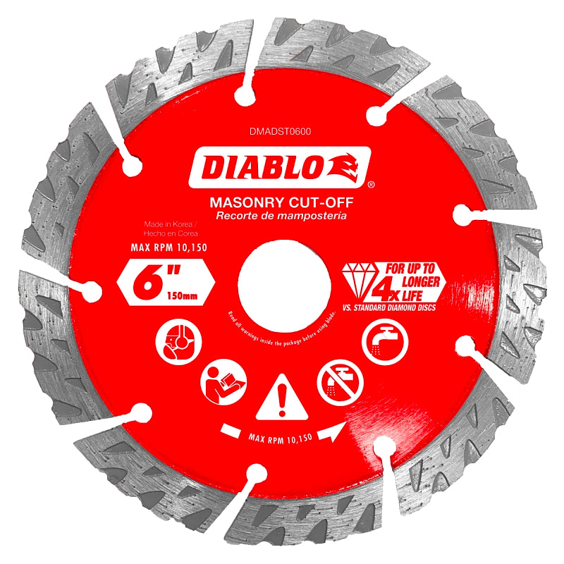 DIABLO Diablo DMADST0600 Series Saw Blade, Turbo Cut-Off Disc Blade, 6 in Dia, Segmented Rim, 1/PK TOOLS DIABLO