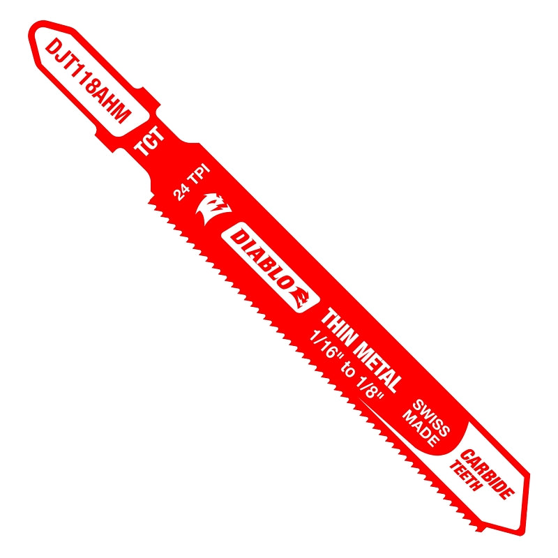 DIABLO Diablo DJT118AHM Jig Saw Blade, 3-1/4 in L, 24 TPI, Carbide Cutting Edge TOOLS DIABLO