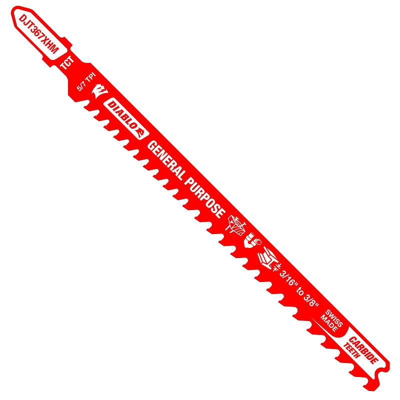 DIABLO Diablo DJT367XHM Jig Saw Blade, 5-1/4 in L, 5/7 TPI, Carbide Cutting Edge TOOLS DIABLO