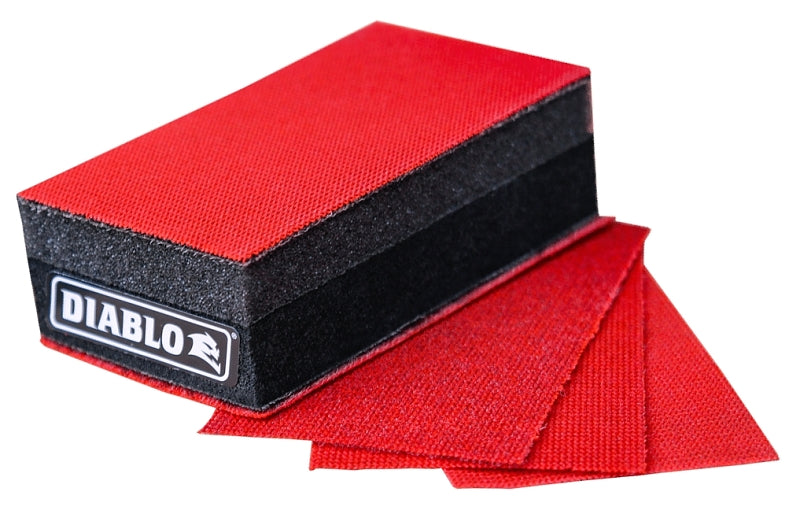 DIABLO Diablo SandNet DFB323DUOH01G Hand Sanding Block, 9 in L, 3.66 in W, 80, 120, 220 Grit, Coarse, Medium, Ultra Fine PAINT DIABLO
