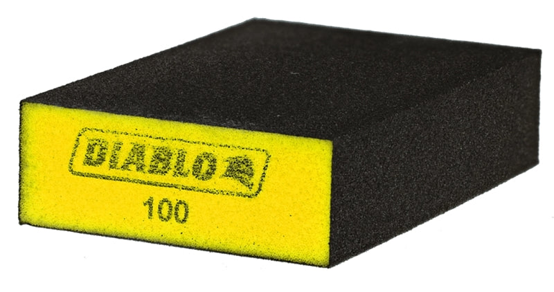 DIABLO Diablo DFBBLOCFIN03G Sanding Sponge, 4 in L, 2-1/2 in W, 100 Grit, Fine, Aluminum Oxide Abrasive PAINT DIABLO