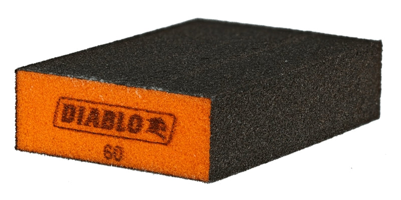 DIABLO Diablo ENDURA-BOND DFBBLOCMED01G Flat Edge Sanding Block, Black/Orange, 4 in L, 2-1/2 in W, 60 Grit, Medium, 1/PK