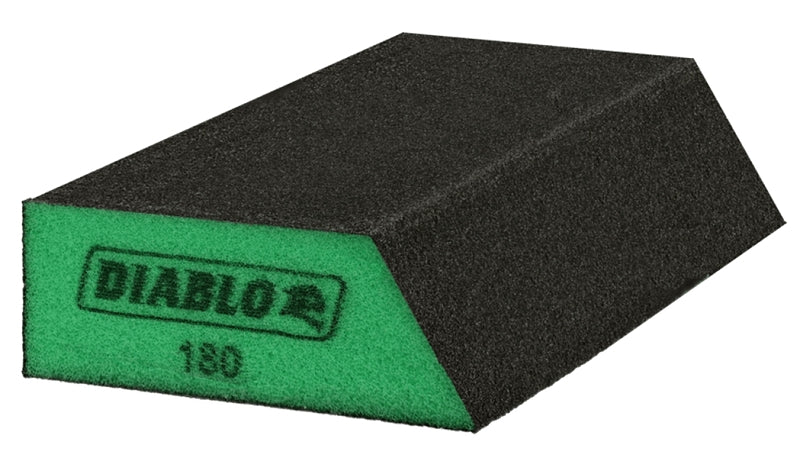 DIABLO Diablo DFBLANGSFN04G Sanding Sponge, Black/Green, 5 in L, 3 in W, 180 Grit, Ultra Fine, 4/PK