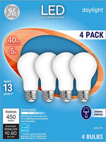 GE GE 93098312 LED Bulb, General Purpose, A19 Lamp, 40 W Equivalent, E26 Lamp Base, Dimmable, White, Daylight Light ELECTRICAL GE