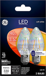 GE GE 93103494 Light Bulb, Decorative, Flame Lamp, 40 W Equivalent, Medium Lamp Base, Dimmable, Clear, Soft White Light ELECTRICAL GE