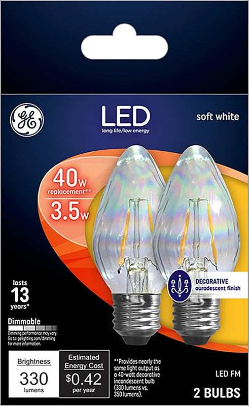 GE GE 93103494 Light Bulb, Decorative, Flame Lamp, 40 W Equivalent, Medium Lamp Base, Dimmable, Clear, Soft White Light ELECTRICAL GE