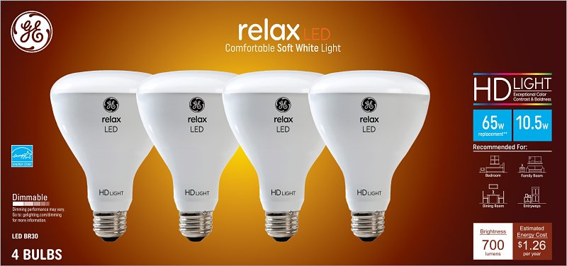 GE GE 93110832 LED Bulb, Flood/Spotlight, BR30 Lamp, 65 W Equivalent, Medium Lamp Base, Dimmable, Frosted, Soft White Light ELECTRICAL GE