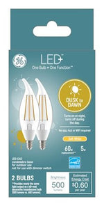 GE GE LED+ 93121492 Dusk To Dawn Light Bulb, CAC Lamp, 60 W Equivalent, Candelabra (E12) Lamp Base, Non-Dimmable, Clear ELECTRICAL GE