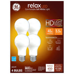 GE GE 93129437 LED Light Bulb, A19 Lamp, 40 W Equivalent, E26 Medium Lamp Base, Dimmable, Soft White Light, 2700 K Color Temp