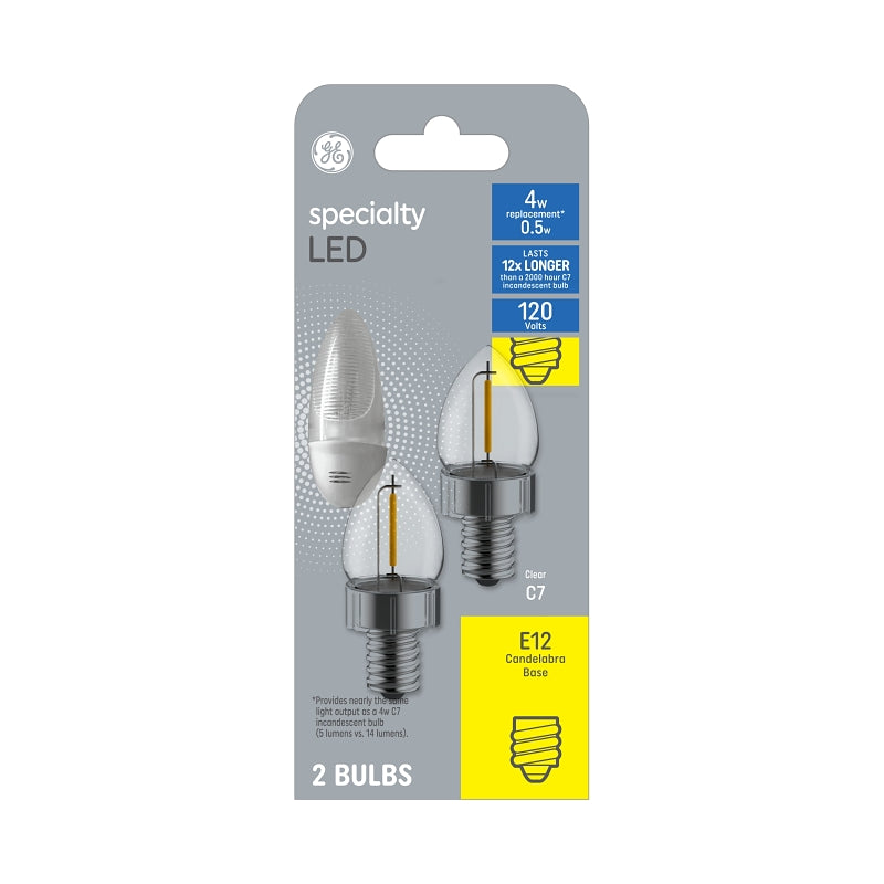 GE GE 93129196 Night Light LED Bulb, 4 W, E-11 Candelabra Lamp Base, C7 Lamp, Soft White Light, 5 Lumens ELECTRICAL GE