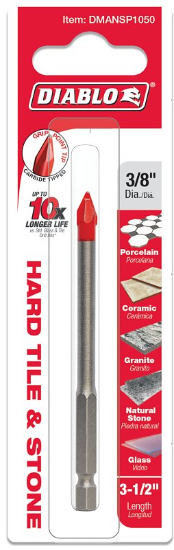 DIABLO Diablo DMANSP1050 Drill Bit, 3/8 in Dia, 3-1/2 in OAL, Hex Shank TOOLS DIABLO