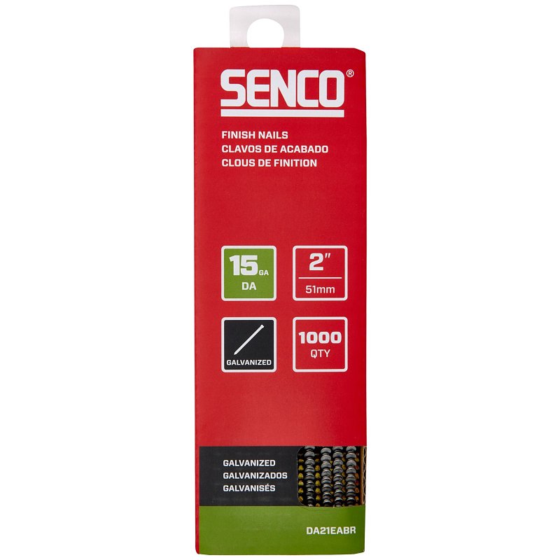 SENCO Senco DA21EABR Finish Nail Strip, 2 in L, 15 ga, Galvanized/Sencote, Brad Head