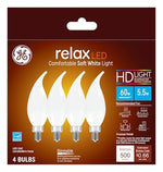 GE GE Industrial Solutions 36986 LED Bulb, Decorative, 500 Lumens, 5.5 W, CAC Lamp, E12 Lamp Base, Dimmable, Frosted