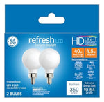 GE GE Industrial Solutions 45715 LED Bulb, 120 V, 350 Lumens, 4.5 W, G16.5 Lamp, E12 Lamp Base, Dimmable, Daylight