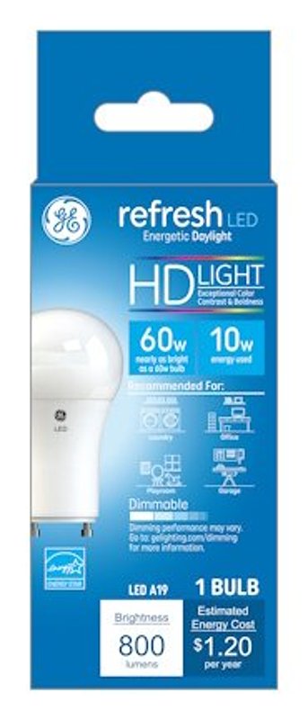 GE GE Industrial Solutions 46184 LED Bulb, General Purpose, A19 Lamp, GU24 Lamp Base, Dimmable, Daylight Light ELECTRICAL GE