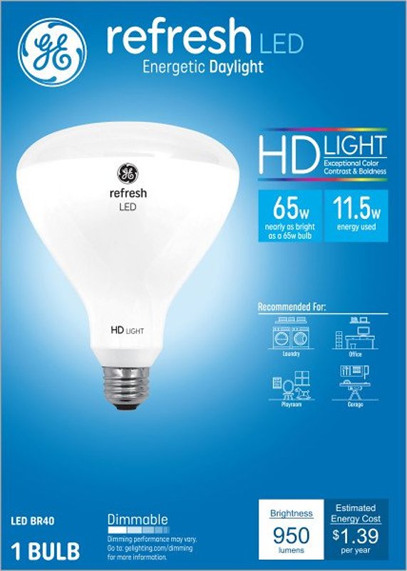 GE GE Industrial Solutions 46329 LED Bulb, Flood/Spotlight, BR40 Lamp, E26 Lamp Base, Dimmable, Daylight Light ELECTRICAL GE