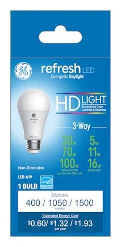 GE GE 93127691 Bulb, A19 Lamp, 30, 70, 100 W Equivalent, Medium E26/24 Lamp Base, No, Soft White, 5000 K Color Temp ELECTRICAL GE