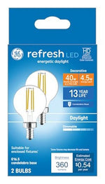 GE GE Refresh Series 93130892 Decorative Light Bulb, High-Definition, G16.5 Lamp, 40 W Equivalent, E12 Candelabra Lamp Base