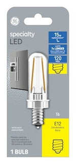 GE GE 13404 LED Bulb, T6 Lamp, 15 W Equivalent, E12 Candelabra Lamp Base, Soft White Light, 2700 K Color Temp ELECTRICAL GE