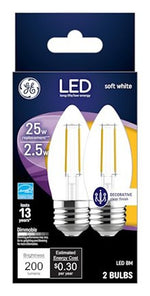 GE GE 22589 LED Bulb, Decorative, BM Lamp, 25 W Equivalent, Medium Lamp Base, Dimmable, Soft White Light, 2700 K Color Temp ELECTRICAL GE