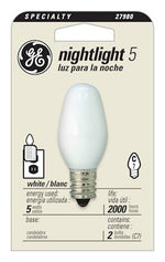 GE GE 27980 Night Light Bulb, 5 W, E12 Candelabra Lamp Base, C7 Lamp, White Light ELECTRICAL GE