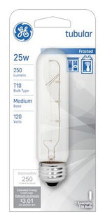 GE GE 45513 Display Bulb, 25 W, T10 Lamp, E26 Medium Lamp Base, 250 Lumens, 2500 K Color Temp, Frosted Light ELECTRICAL GE