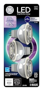 GE GE 93116243 LED Light Bulb, MR16 Lamp, 35 W Equivalent, GU5.3 Lamp Base, Dimmable, Clear, White Light, 3000 K Color Temp ELECTRICAL GE