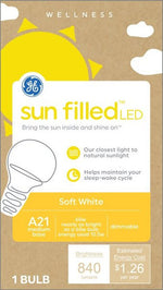 GE GE Sun Filled 93129184 LED Light Bulb, General-Purpose, A21 Lamp, 60 W Equivalent, E26 Medium Lamp Base, Dimmable, White ELECTRICAL GE