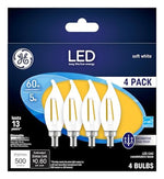 GE GE 93129333 Decorative LED Light Bulb, Bent Tip, 500 Lumens, 5 W, CAC Lamp, 60 W Equivalent, E12 Candelabra Lamp Base ELECTRICAL GE
