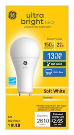 GE GE 93129364 LED Bulb, A21 Lamp, 150 W Equivalent, GU24 Lamp Base, Dimmable, Soft White Light, 2700 K Color Temp