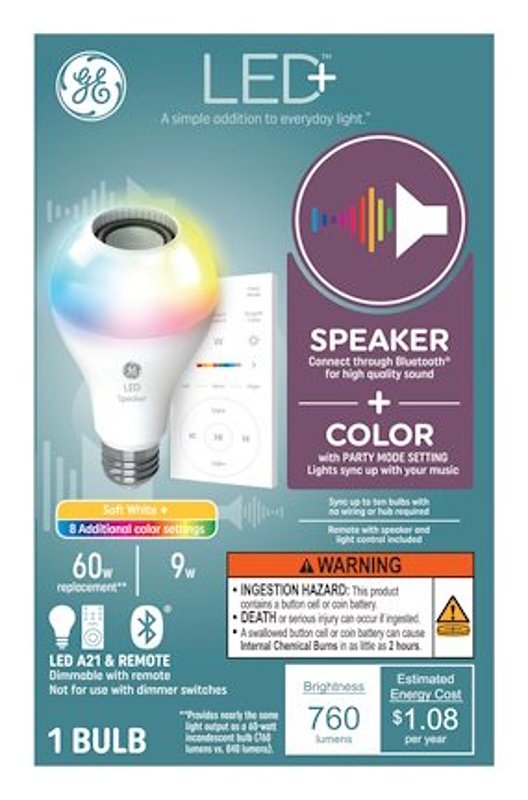 GE GE 93129723 LED Bulb, A21 Lamp, 60 W Equivalent, Medium Lamp Base, Dimmable, Soft White, 2700 K Color Temp