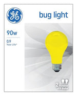 GE GE 93130582 Bug Bulb, 90 W, A19 Lamp, E26 Medium Lamp Base, 700 Lumens, Yellow, 1000 hr Average Life