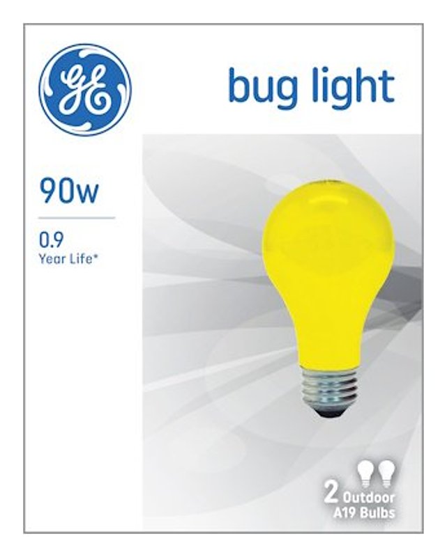 GE GE 93130582 Bug Bulb, 90 W, A19 Lamp, E26 Medium Lamp Base, 700 Lumens, Yellow, 1000 hr Average Life