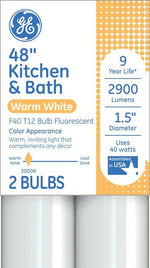 GE GE 93131325 Tube Light Bulb, 40 W, T12 Linear Lamp, G13 Bi-Pin Lamp Base, 2900 Lumens, 3000 K Color Temp, Warm White ELECTRICAL GE