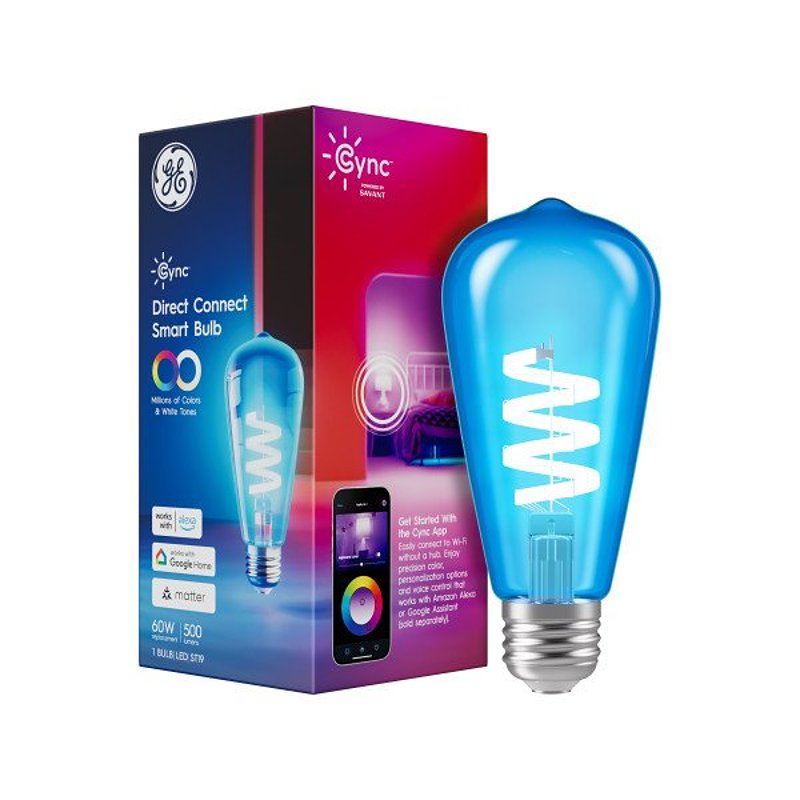 GE GE 93131635 Smart Bulb, 6.2 W, Wi-Fi Connectivity: Yes, Bluetooth, Wi-Fi Control, E26 Medium Lamp Base, LED Lamp ELECTRICAL GE
