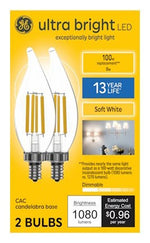 GE GE Ultra Bright Series 93131751 Light Bulb, CA12 Lamp, 100 W Equivalent, E12 Candelabra Lamp Base, Yes, Clear