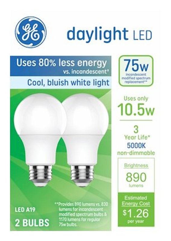 GE GE Basic Series 93131944 Light Bulb, 120 V, 10.5 W, LED Lamp, 890 Lumens, 5000 K Color Temp