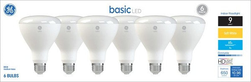 GE GE 46975 LED Light Bulb, Spot and Flood, BR30 Lamp, 65 W Equivalent, E26 Medium Screw-In Lamp Base, Yes, Frosted ELECTRICAL GE