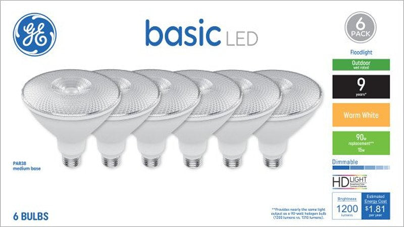 GE GE 46993 LED Light Bulb, Spot and Flood, PAR38 Lamp, 90 W Equivalent, E26 Medium Screw-In Lamp Base, Yes, Opaque ELECTRICAL GE