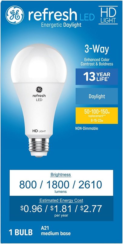 GE DAYLIGHT REFRESH LED 3-WAY 50/