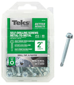 TEKS Teks 21348 Screw, #12 Thread, 2 in L, Coarse Thread, Hex Drive, Self-Drilling, Self-Tapping Point, Steel, Zinc HARDWARE & FARM SUPPLIES TEKS