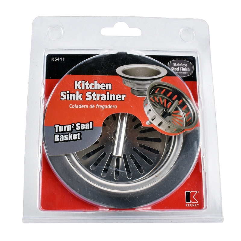 KEENEY Keeney K5411 Rust-Resistant Strainer, 4-1/2 in Dia, Stainless Steel, For: Standard 3-1/2 in Sink PLUMBING, HEATING & VENTILATION KEENEY