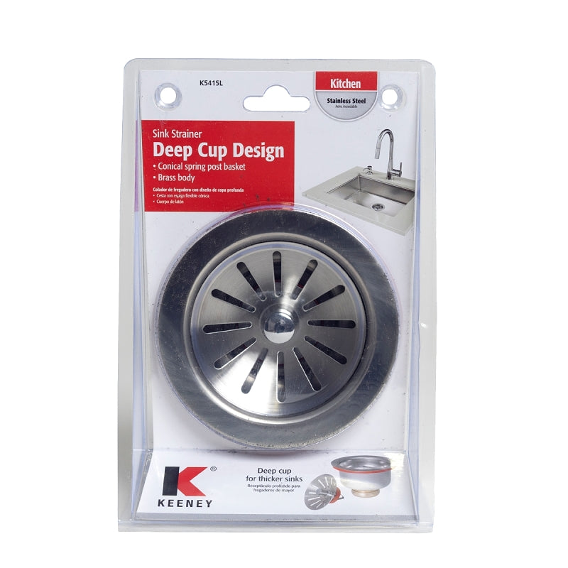 KEENEY Keeney K5415L Rust-Resistant Strainer, 4-1/2 in Dia, Stainless Steel PLUMBING, HEATING & VENTILATION KEENEY