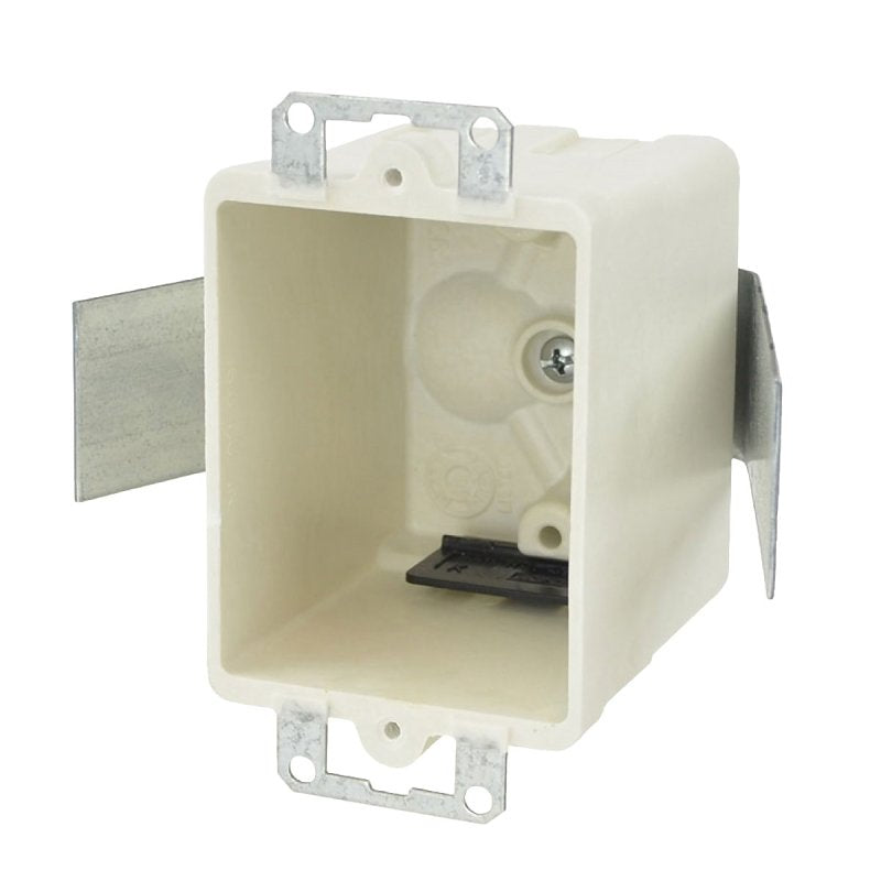 ALLIED MOULDED PRODUCTS fiberglassBOX 9361-ESK Switch/Outlet Box, 1-Gang, 2-Outlet, 4-Knockout, Fiberglass/Polyester, Off-White, Bracket