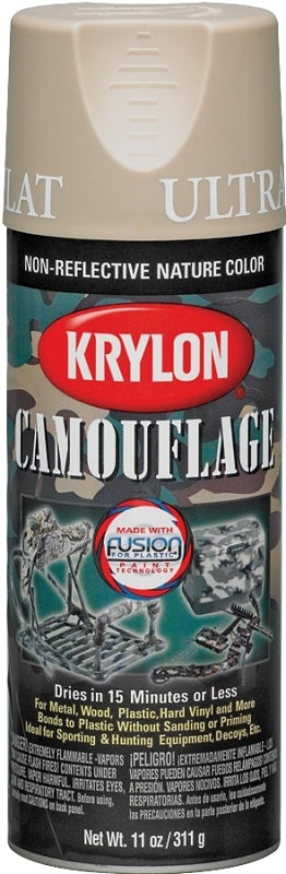 KRYLON Krylon K04295777 Camouflage Spray Paint, Ultra Flat, Sand, 12 oz, Can