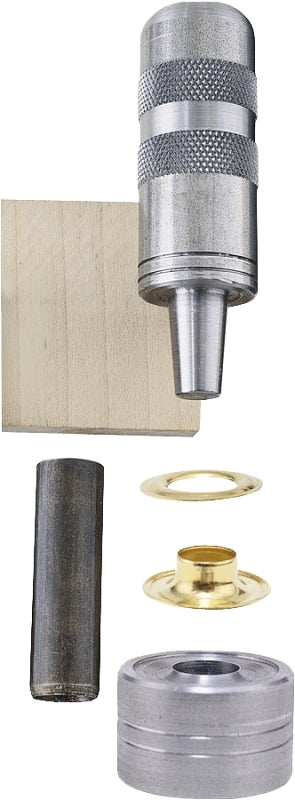 GENERAL General 71262 Series Grommet Kit, Includes: Anvil, Cutting Block, (48) 3/8 in Grommets, Hole Cutter and Mandrill, Brass TOOLS GENERAL