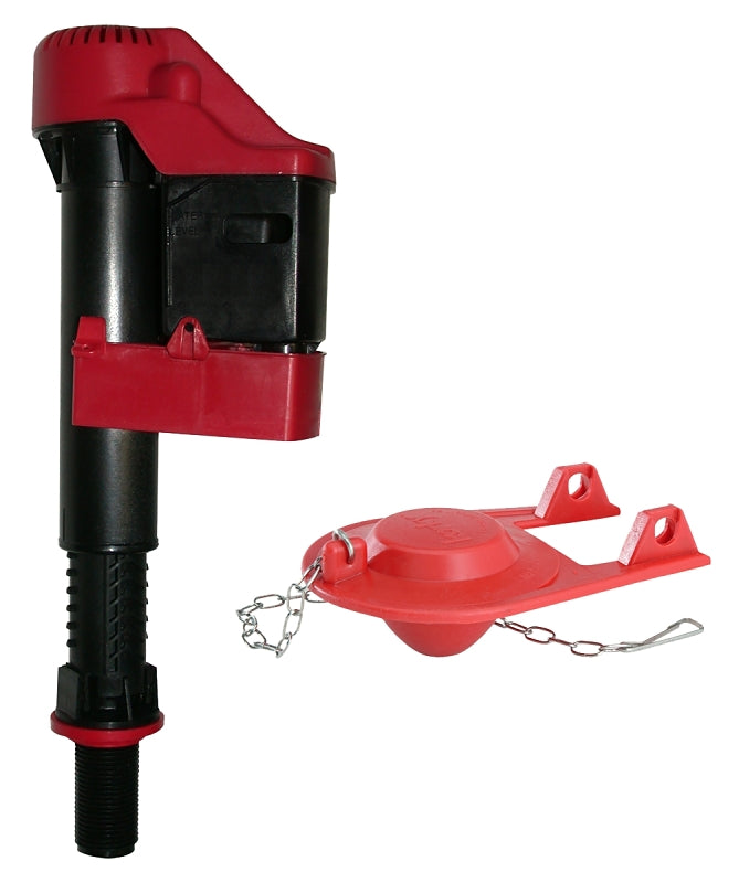 KORKY Korky 818Z Fill Valve and Flapper Kit, Rubber Body, Black/Red, Anti-Siphon: Yes