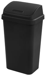 STERILITE Sterilite 10899004 Wastebasket, 13 gal Capacity, Plastic, Black, Swing-Top Lid Closure HOUSEWARES STERILITE