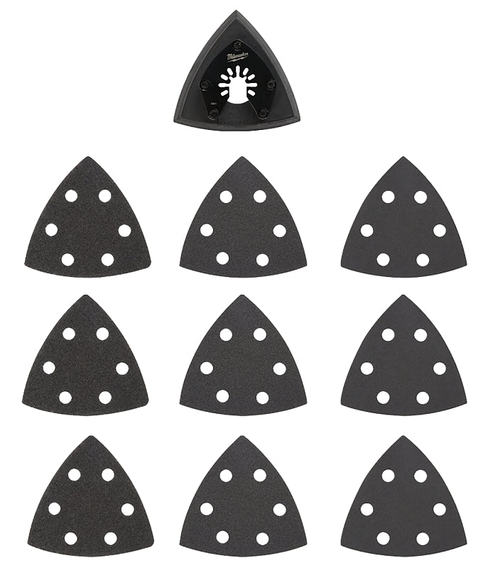 MILWAUKEE Milwaukee 49-25-2009 Triangle Sanding Pad and Paper Variety Pack, 60, 120, 240 Grit, Silicon Carbide Abrasive, 3.35 in L TOOLS MILWAUKEE